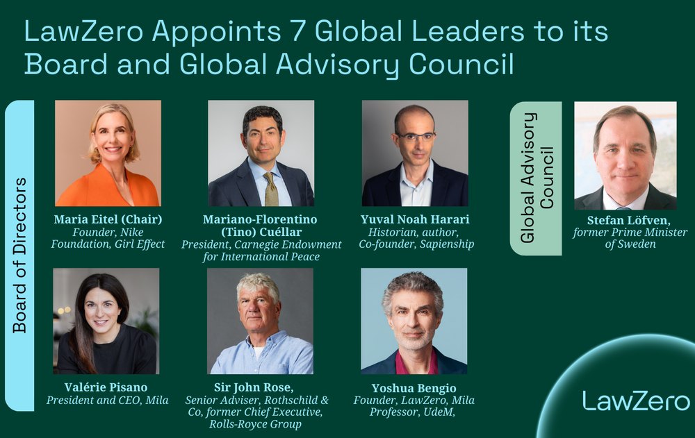 Members appointed to LawZero's Board and Global Advisory Council